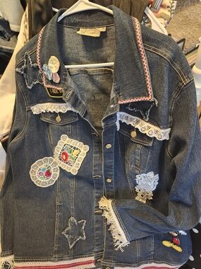 Dolce & Gabbana Embellished Blue Denim Jacket with Lace & Appliqués